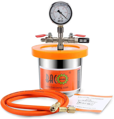 BACOENG Universal Vacuum Chamber Series: 1.2 Quart Stainless Steel Vacuum Chamber Kit, Vacuum Degassing Chamber for Resin, Silicone and Epoxies