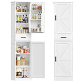 TEENFON Tall Storage Cabinet with 3 Door Shelves & 1 Drawer, Narrow Kitchen Pantry Cabinet for Living Room, Bathroom, Entryway, White TEENFON