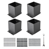 6x6 Post Base,Post Brackets(Inner Size 5.6"x5.6"),Black Powder-Coated Heavy Duty Steel Fence Post Anchor for Deck Porch Railing Fence Pergola Support(4 PCS)…… YVHFWOY