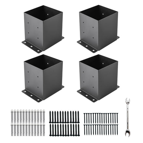 6x6 Post Base,Post Brackets(Inner Size 5.6"x5.6"),Black Powder-Coated Heavy Duty Steel Fence Post Anchor for Deck Porch Railing Fence Pergola Support(4 PCS)…… YVHFWOY