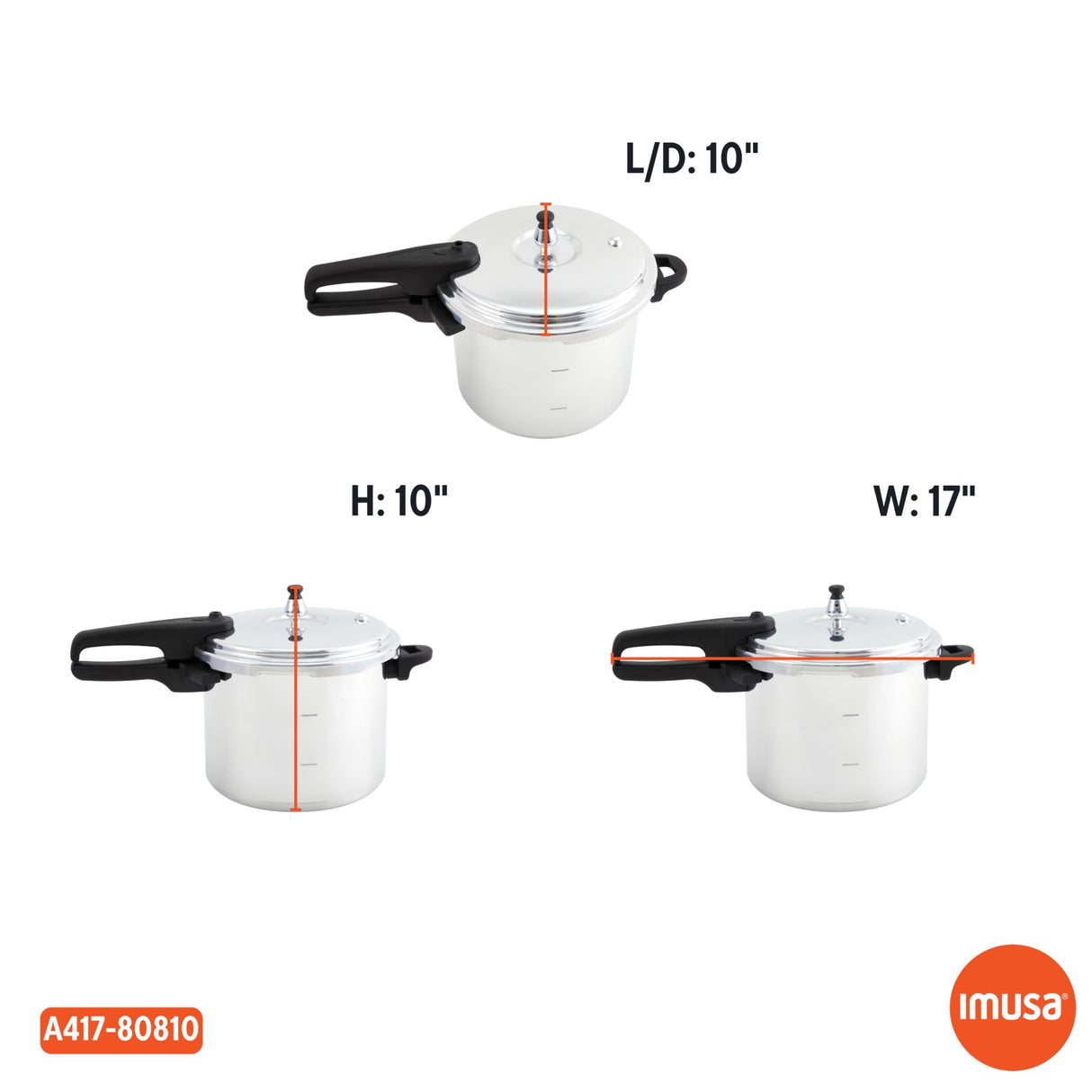 IMUSA 7 Quart Stovetop Aluminum Presure Cooker with safety valves for risk-free opening Imusa