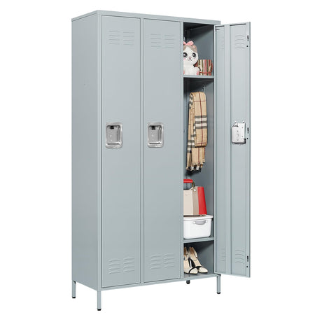 Yizosh Metal Lockers for Employees with Lock, Employees Locker Storage Cabinet with 3 Doors, 72" Tall Steel Storage Locker for Gym, School, Office (Gray, 3 Door) Yizosh