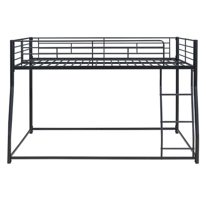 Harper & Bright Designs Metal Bunk Bed Full XL Over Queen Size with Ladder and High Guardrail, Metal Bunk Bed, Storage Space, Noise Free, Black