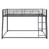 CITYLIGHT Metal Bunk Beds Full XL Over Queen, Heavy-Duty Metal Floor Bunk Bed Frame with Ladder and Guardrail for Kids, Teens, Adults, Black CITYLIGHT