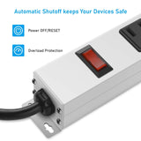 JUNNUJ Metal 8 Outlet Power Strip, Mountable Heavy Duty Power Strip, 1200J Surge Protector Wall Mount Screws Outlet with Switch, Gaming Desk Strips Wide Spaced 15A 125V 1875W, 6 FT 14AWG Power Cord JUNNUJ