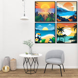 AOSGEDY 4 Pack Paint by Numbers for Adults and Kids Beginner，Landscape-Beach DIY Acrylic Painting Paint by Numbers Kits on Canvas for Kids Ages 4-8-12 Perfect for Home Wall Decor(8x8in) AOSGEDY