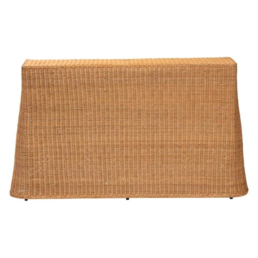 bali & pari Palm Bohemian Honey Scallop Rattan Console Table bali & pari