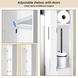 MOHOPE Narrow Bathroom Storage Cabinet - Tall Bathroom Cabinet with 2 Doors and Adjustable Shelves, Open Compartments, Slim Freestanding Cabinet for Small Space and Toilet, White ﻿ MOHOPE