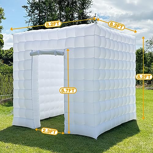 OZIS 1 Door Inflatable Photo Booth Enclosure 8.2ftx8.2ft with Blower 16 Colors Portable Inflatable Photo Booth Tent for Wedding, Party, Events, Proms, Birthday, Bars (White) OZIS