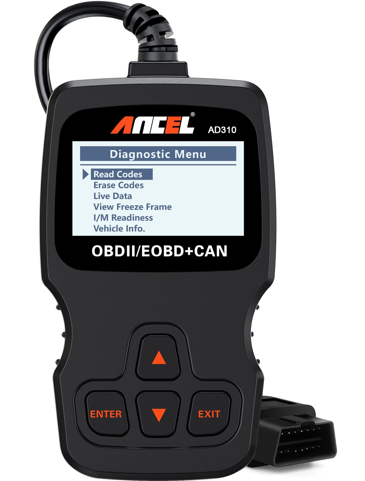 Ancel AD310 Classic Enhanced Universal OBD II Scanner Car Engine Fault Code Reader CAN Diagnostic Scan Tool, Read and Clear Error Codes for 1996 or Newer OBD2 Protocol Vehicle (Black) ANCEL