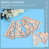 EXCEART 2Pcs Solid Wood Long Flower Piece Wall Applique Wood Carved Applique Door Wood onlays Onlay Applique Frame Furniture Wooden Appliques Corner EXCEART