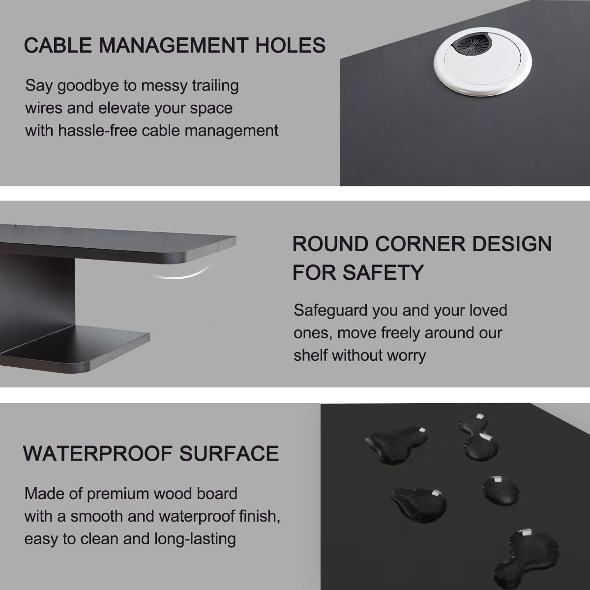 GHC Floating TV Stand, Wall Mounted Entertainment Center and Cabinet Shelf, TV Console with Storage, Media Console for DVD Player, Space-Saving Under TV Shelf for Bedroom, Living Room (Black) GHC