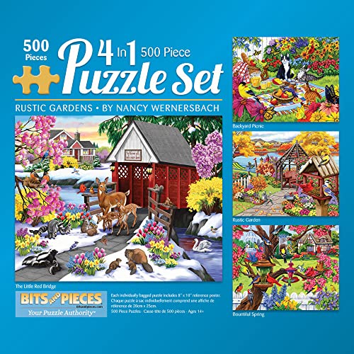 Bits and Pieces – 4-in-1 Multi-Pack Jigsaw Puzzles for Adults – 500 Piece Puzzle Set by Nancy Wernersbach – Also Available in 300 Piece Variant – Each 16" x 20" (Pack of 4 500 Piece Puzzles) Bits and Pieces