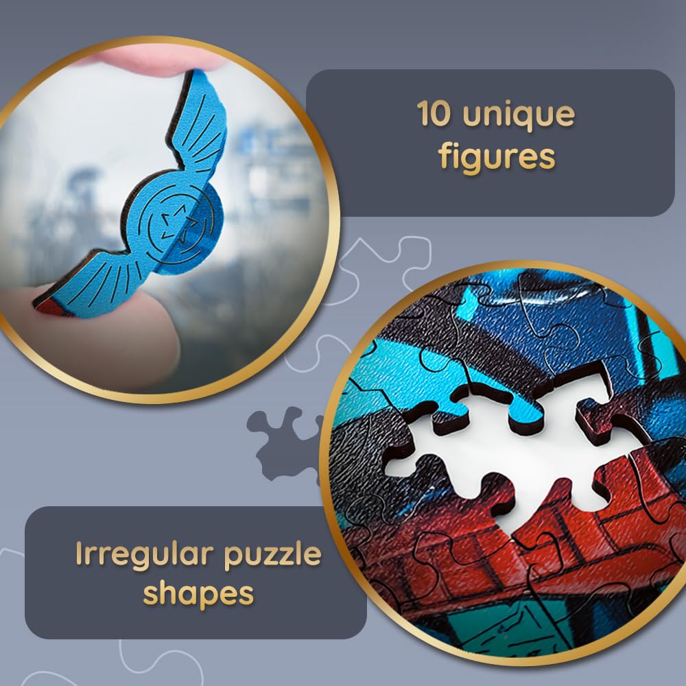 Trefl Marvel Wood Craft 160 Piece Jigsaw Puzzle Fearless Captain America Irregular Shapes, 10 Special Puzzles, Modern Premium Puzzle, for Adults and Children from 12 Years Old Trefl