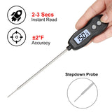 Digital Meat Thermometer Backlight,Waterproof Instant Read Food Thermometer for Cooking and Grilling for BBQ Grill Liquids Beef Turkey (Black) BRAPILOT