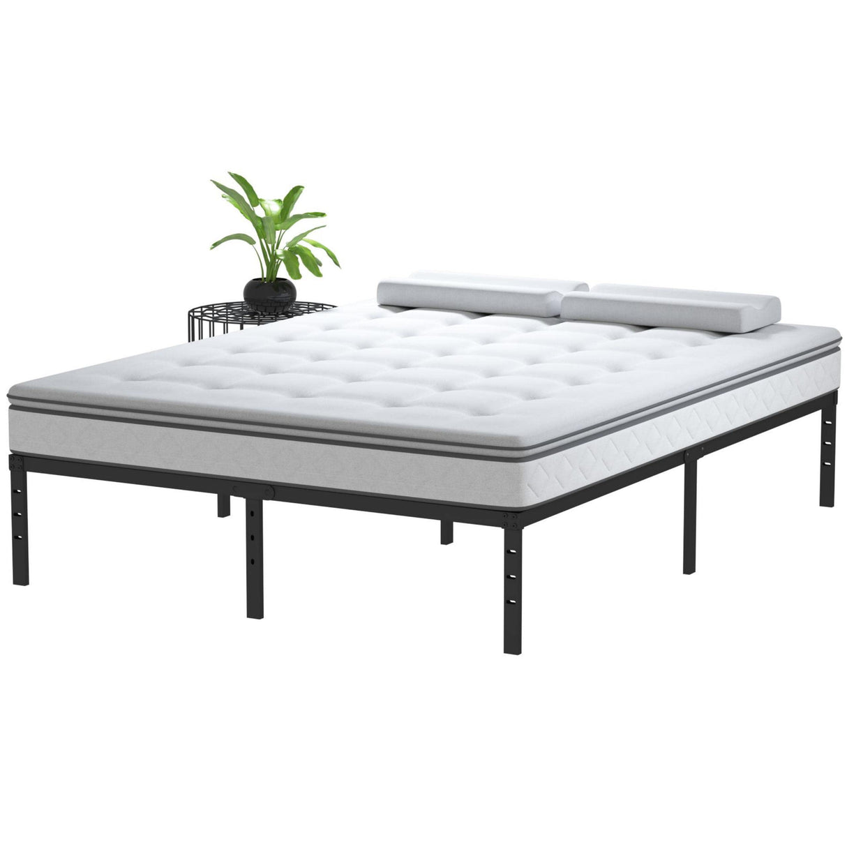 Maenizi 14 Inch Metal Bed Frame Queen Size No Box Spring Needed, Heavy Duty Platform Support Up to 3000 lbs, Easy Assembly, Noise Free, Black Maenizi