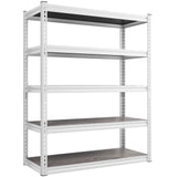 REIBII 65.74" H x 33.85" W x 15.35" D Storage Shelves, 2500LBS Adjustable Metal Shelving Unit, 5 Tier White Shelves for Pantry, Garage, Kitchen, Warehouse, White REIBII