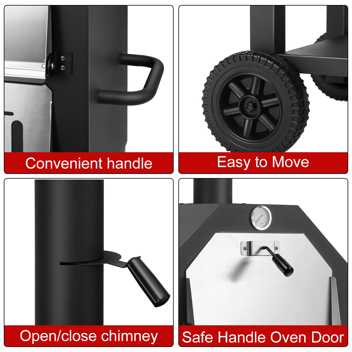 EDOSTORY Outdoor Pizza Oven, Wood Fired Pizza Oven for Outside, Patio Pizza Maker with Pizza Stone, Pizza Peel, Grill Rack, and Waterproof Cover for Backyard Camping EDOSTORY