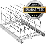 HOLDN’ STORAGE Pull Out Organizer for Cookie Sheet, Cutting Board, Bakeware, and Tray, Sliding Rack- Heavy Duty - Lifetime Limited Warranty - for Under Sink/Under Cabinet, 8.5”W x 21”D x 11”H, Chrome HOLDN’ STORAGE