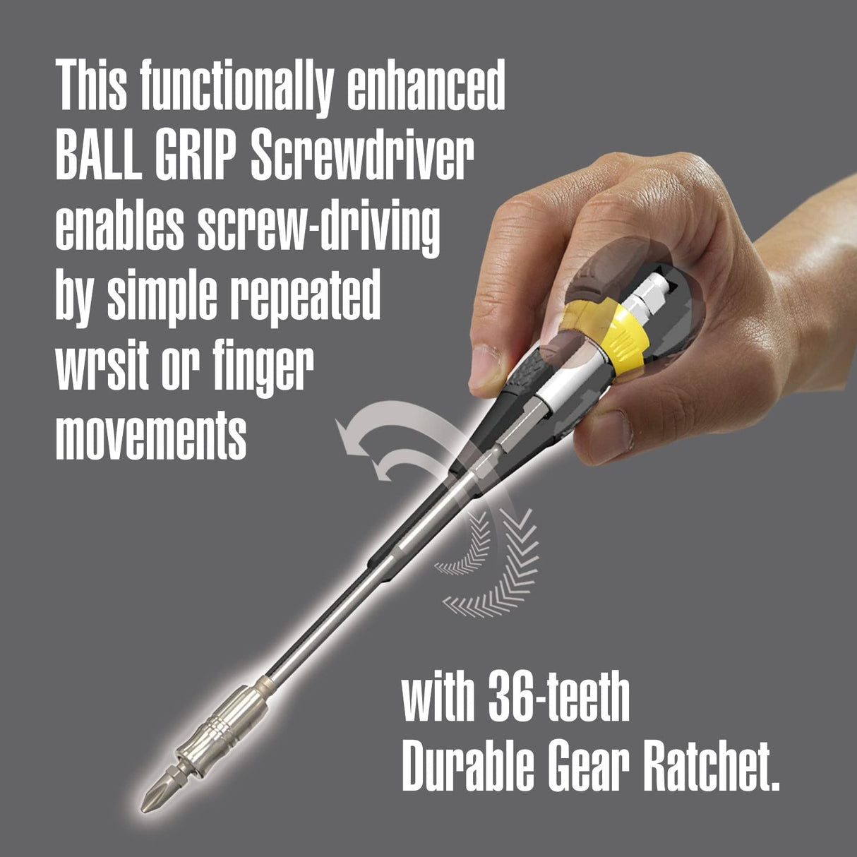 VESSEL - BALL GRIP Ratchet Interchangeable Screwdriver with 10 PC. Bit Set 2200MBH120K01 VESSEL