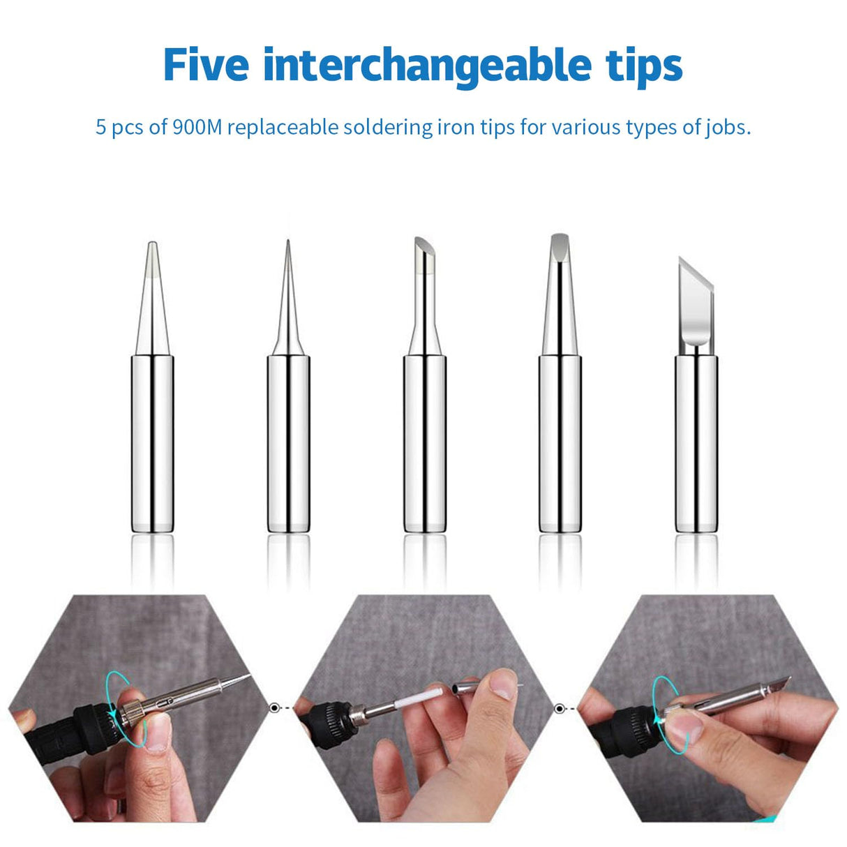 LDK Soldering Iron Kit Electric 60W 110V Adjustable Temperature Soldering Gun Welding Tools, 5pcs Soldering Iron Replacement Tips, Sponge and Solder Wire LDK