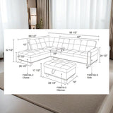 GlasFlength L Shaped Sectional Couch Ottoman, Modern Nailhead Comfy Lounge Sofa with Reversible Cup Holder & Chaise, 97" 4 Seat Modular Sofá for Living Room Apartment, Grey GlasFlength