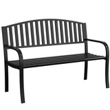 Optmspic 50" Outdoor Garden Bench, Iron Metal Frame Patio Bench with Backrest Armrests, Weatherproof Anti-Rust Outdoor Bench for Front Porch, Park, Yard, Patio (402-32BK) Optmspic