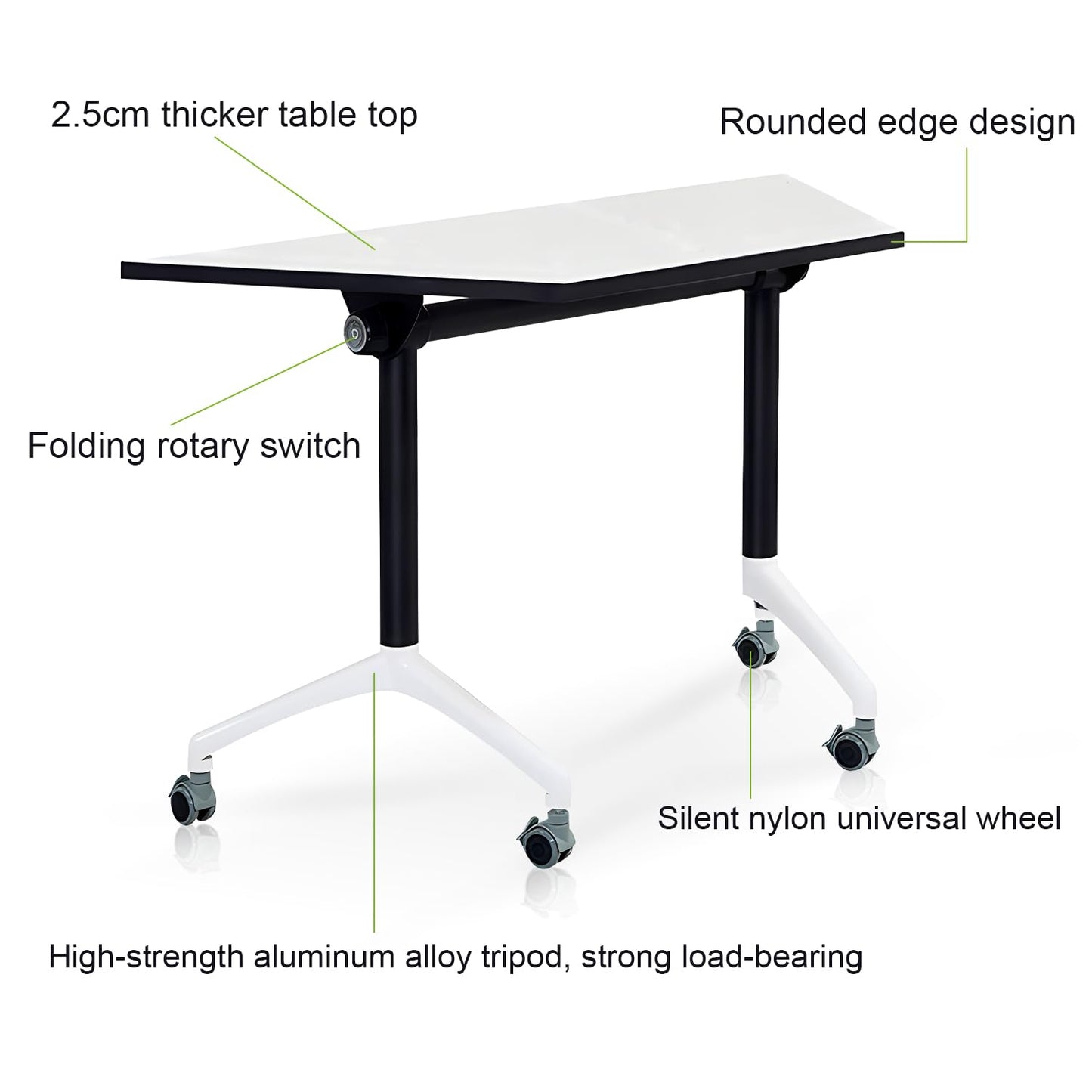 Foldable Conference Room Tables,Flip Top Mobile Training Table,Modern Meeting Table with Silent Wheels,Mobile Conference Tables,47.2 "x23.6 x 29.5 Meeting Room Table for Office Training (6pac - WoodArtSupply