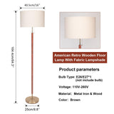 HonoDing Mid-Century Modern Floor Lamp, Walnut Wood Finish, Drum Shade, Living Room Décor (64in, E26 LED) HonoDing