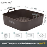 NEWITEE Air Fryer Silicone Liners 5 Qt For Ninja* AF141/AF181/COSORI*, 2 Pack BPA Free Platinum Air Fryer Basket Liners, Square Ninja Large Reusable Air Fryer Accessories Replacement for Parchment NEWITEE