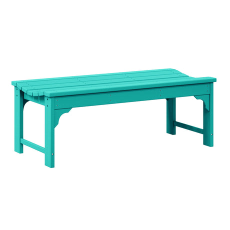 WO Home Furniture 48" Modern Backless Bench, HDPE Plastic, Turquoise WO WESTIN OUTDOOR