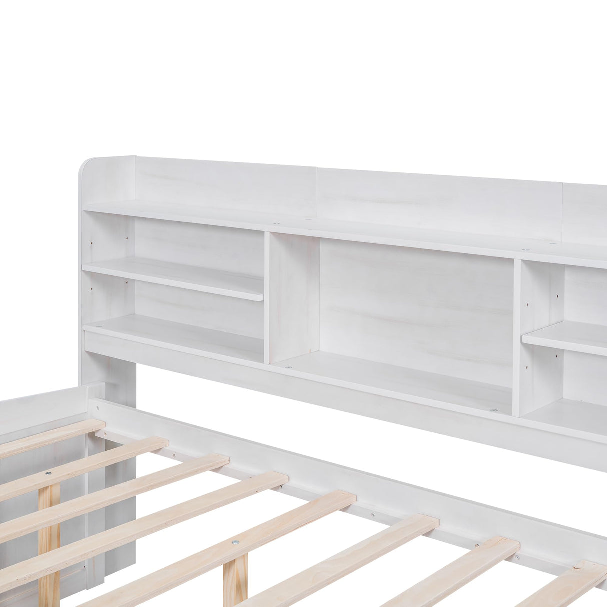 Full Size Storage Daybed with Trundle, Drawers, Bookcase, Solid Wood Full Captain’s Bed Frame for Kids Guests, No Box Spring Needed (White) Harper & Bright Designs