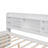 Full Size Storage Daybed with Trundle, Drawers, Bookcase, Solid Wood Full Captain’s Bed Frame for Kids Guests, No Box Spring Needed (White) Harper & Bright Designs