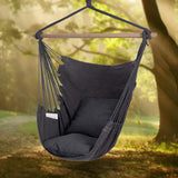 Y- Stop Hammock Chair Hanging Rope Swing Chair, Max 500 Lbs, 2 Seat Cushions Included, Removable Steel Spreader Bar with Anti-Slip Rings, Hardware kit-for Indoor or Outdoor(Dark Grey) Y- STOP