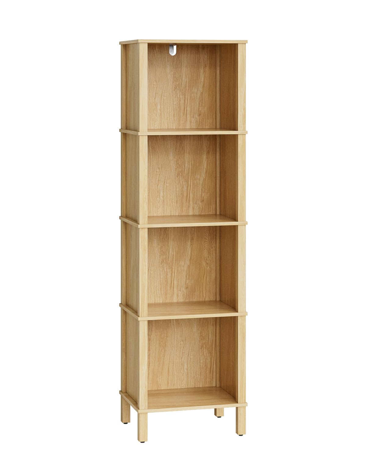 Apetaccat Book Shelf, Modern 4-Tier Bookcase, Open Storage Bookshelf, 11 × 14.2 × 50.4 Inches, Small Narrow Bookshelves for Living Room, Home Office, Bedroom, Natural Apetaccat