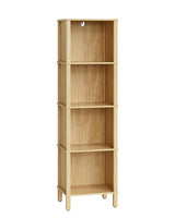 Apetaccat Book Shelf, Modern 4-Tier Bookcase, Open Storage Bookshelf, 11 × 14.2 × 50.4 Inches, Small Narrow Bookshelves for Living Room, Home Office, Bedroom, Natural Apetaccat
