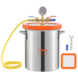 VEVOR 5 Gallon Vacuum Chamber, Upgraded Tempered Glass Lid Vacuum Degassing Chamber, 304 Stainless Steel Chamber, for Stabilizing Wood, Resin Degassing, Silicone Degassing and Plaster Degassing VEVOR
