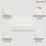 Easy-Going Stretch Oversized Loveseat Slipcover 1-Piece Sofa Cover Furniture Protector Couch Soft with Elastic Bottom for Kids Polyester Spandex Jacquard Fabric Small Checks Cream Easy-Going