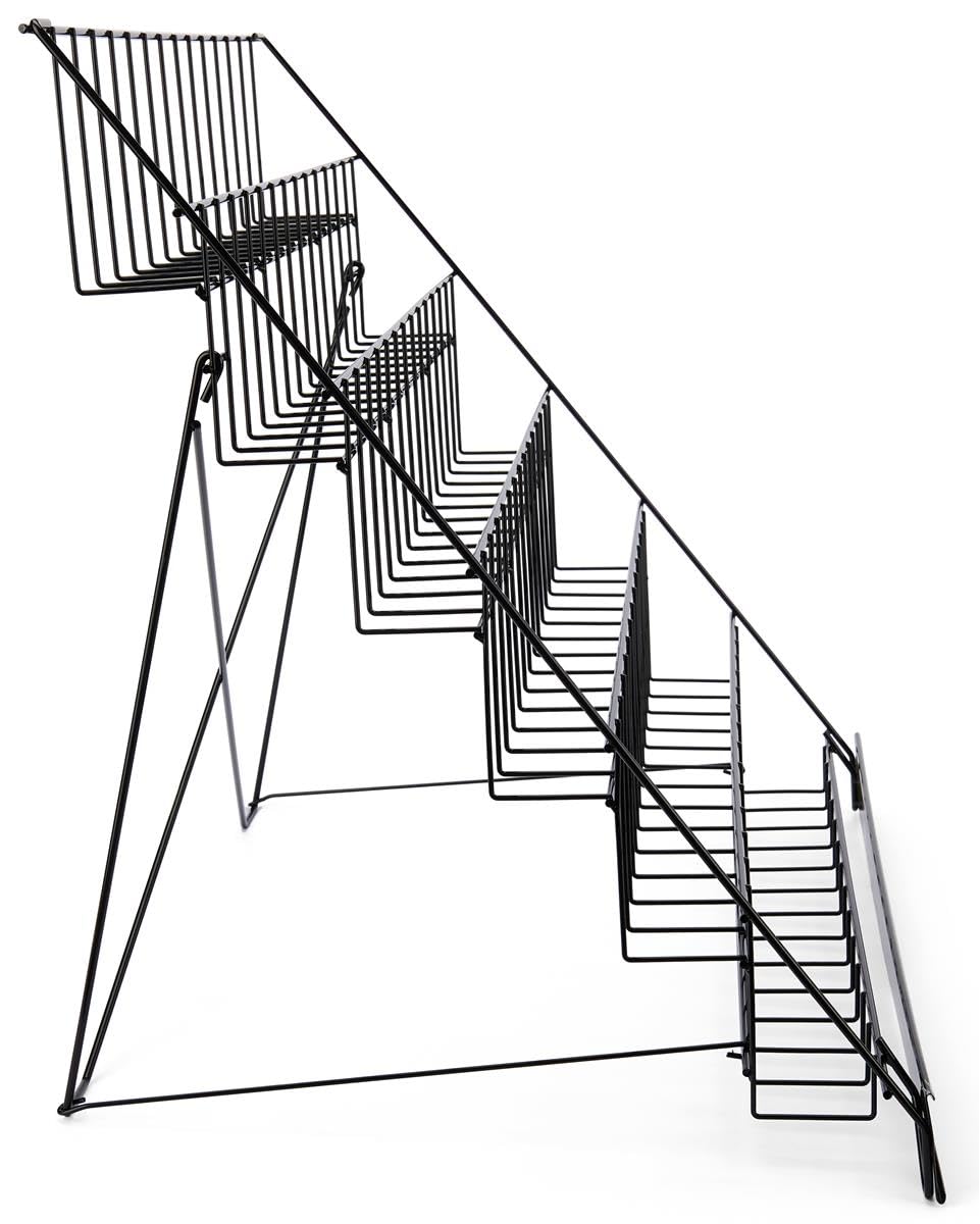 Wire Display Rack for Countertop Use, 6 Open Tiers Accommodate Literature of Varying Sizes, Includes Sign Channel - Black Displays2go
