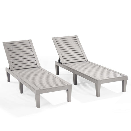 Nestl Patio Chairs - Grey Chaise Lounge Chair Outdoor, 5-Position Adjustable Sun Tanning Chair, Waterproof Pool Lounge Chairs Set of 2, Reclining Lawn Chair, Lightweight Outdoor Lounge Chairs Nestl