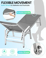 Vexwalx Patio Chaise Lounge Chair Outdoor with Wheels&Armrests, Aluminum Pool Lounge Chairs 5-Position Adjustable Recliner, Outdoor Beach Lounge Chairs for Poolside, Patio, Deck, Yard, Dark Gray Vexwalx