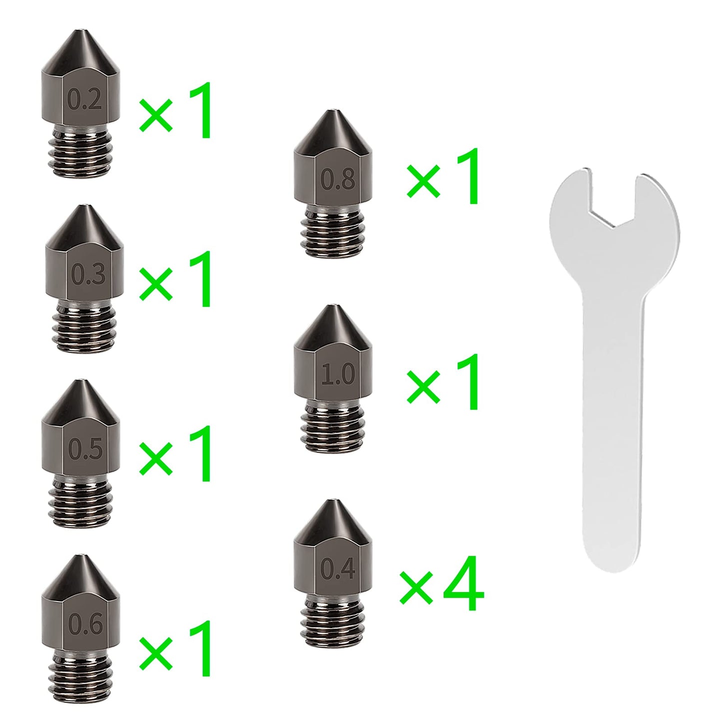 3D Printer Nozzles, 11PCS Hardened Steel MK8 Extruder Nozzles 0.2mm, 0.3mm, 0.4mm, 0.5mm, 0.6mm, 0.8mm, 1.0mm with Storage Box Socket for CR-10/ Ender 3/5, Ender 3/ V2 Ender3 pro, Aquila - WoodArtSupply