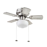 Prominence Home Hero, 28 Inch Traditional Flush Mount Indoor LED Ceiling Fan with Light, Pull Chain, Dual Finish Blades, Reversible Motor - 51656-01 (Brushed Nickel) Prominence Home