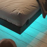 Muluflower Floating Bed Frame King Size with LED Lights and Charging Station, Black PU Metal Platform Bed Frame, Easy Assembly, No Box Spring Needed (King) Muluflower