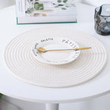 Round Woven Placemats Set of 8 Heat Resistant Placemats 13.5 Inches Farmhouse Cotton Rope Place Mats for Dining Tables Trivets for Hot Dishes, White Aertiavty