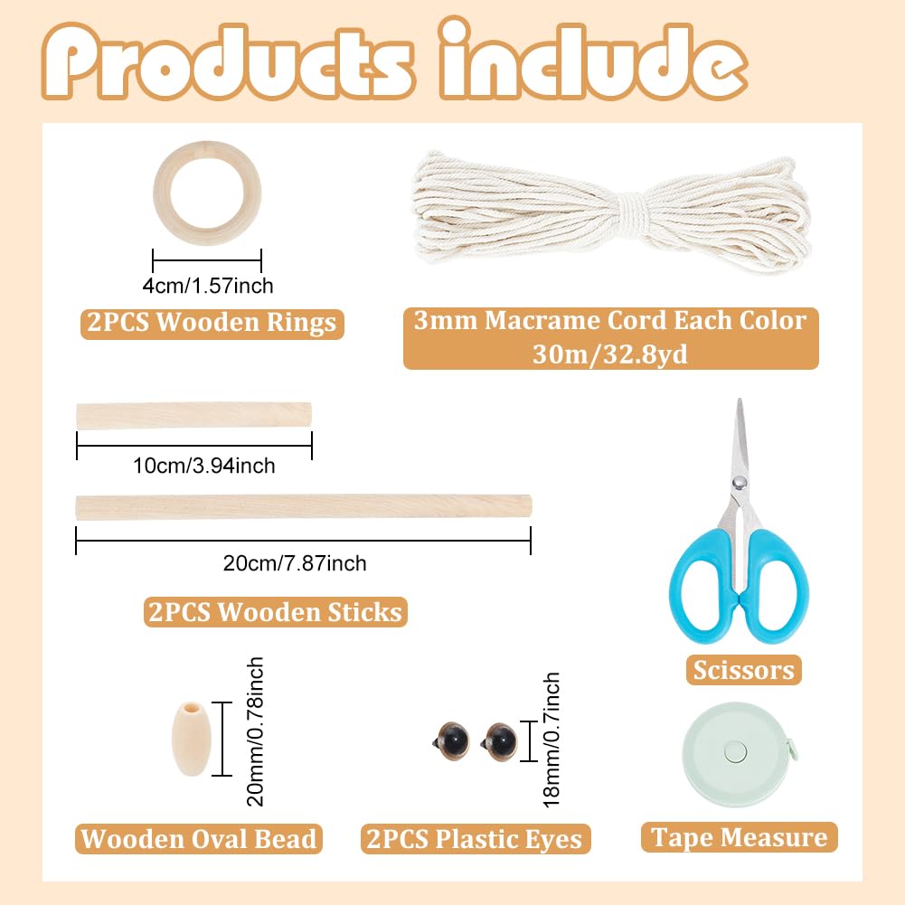 ORIGACH DIY Macrame Owl Wall Hanging Tapestry Kit Handmade Macrame Owl Kit Boho Hand Woven Macrame Wall Hanging Decor for Living Room Bedroom Office ORIGACH