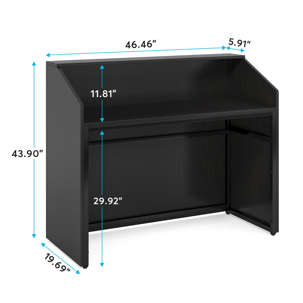 Tribesigns Reception Desk with Counter, Modern Front Desk Reception Room Table with Cable Grommet, 47 inch Retail Counter for Checkout, Lobby, Beauty Salon, Home Office Desk, Black Tribesigns