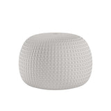 FRELISH DECOR Round Pouf Ottoman Hand Knitted 100% Cotton Pouf Foot Stool - Knitted Bean Bag - Floor Chair for Living Room Bedroom - Foot Rest for Couch (20 Diameter x 14 Height) - Natural FRELISH DECOR