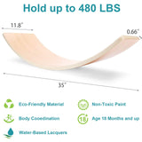 Gentle Monster Wooden Wobble Balance Board, 35 Inch Rocker Board Natural Wood, Kids Toddler Open Ended Learning Toy, Yoga Curvy Board for Classroom & Office Adult Gentle Monster