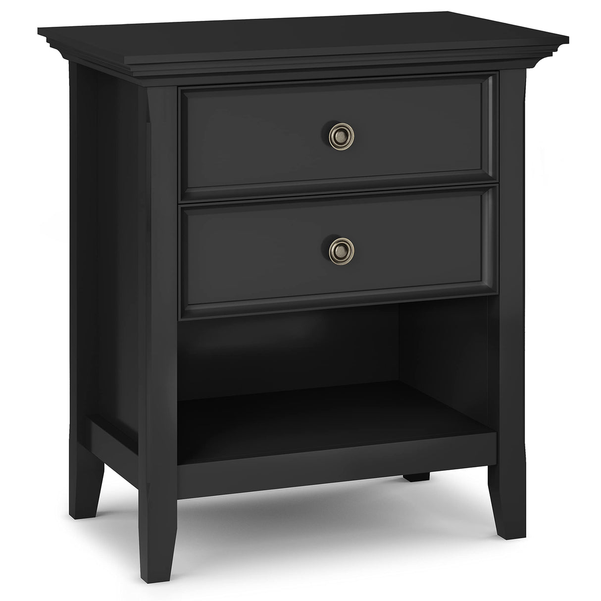 SIMPLIHOME Amherst SOLID WOOD 24 Inch Wide Traditional Bedside Nightstand Table in Black, For the Living Room and Bedroom SIMPLIHOME